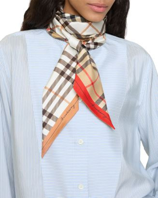 Burberry Skinny Contrast Check Silk Scarf | Bloomingdale's Gifts Mother's Day Gifts Luxe Gifts | Bloomingdale's (US)