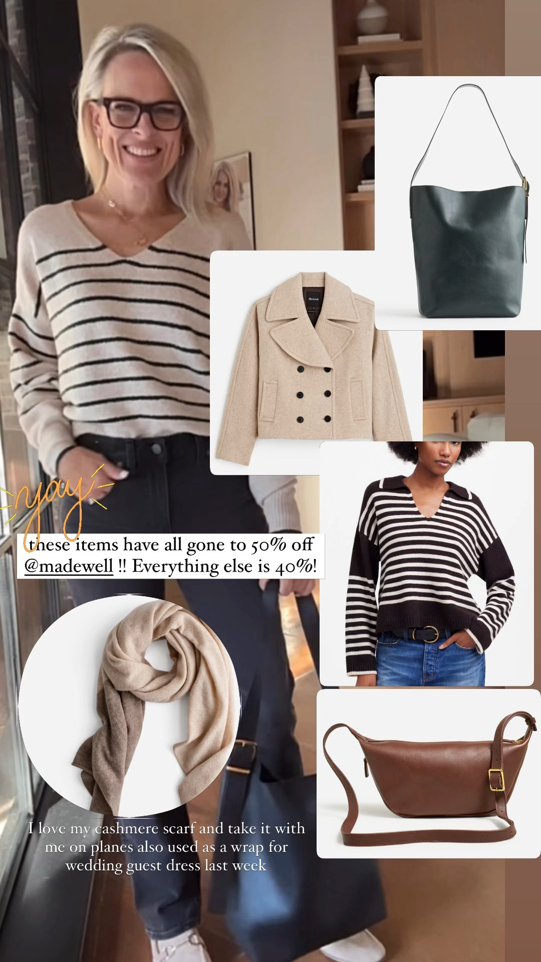 These items have all moved to 50% off at Madewell. Everything else is 40% off… 
Love my cashmere wrap I use it on planes during vacations, and loved it as a wrap around my shoulders with the wedding guest dresslast week 
I’ve marked the items that are included on 50% as exact items below 

Great gifts 

#LTKSaleAlert #LTKGiftGuide #LTKCyberWeek