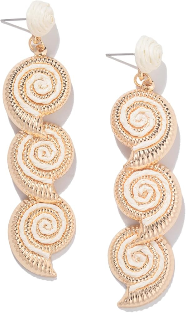 Boho Raffia Earrings Starfish Shell Seashell Dangle Drop Earrings Cute Statemnet Trendy Jewelry S... | Amazon (US)
