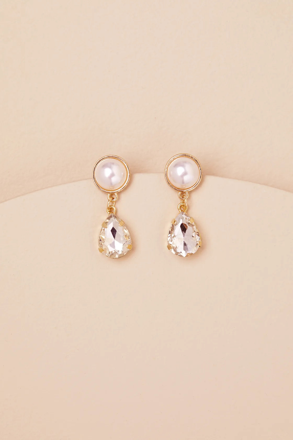 Ramelia Gold Pearl Rhinestone Drop Earrings | Lulus