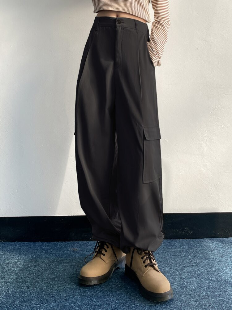 DAZY Pantaloni cargo tasca laterale con patta orlo con coulisse | SHEIN