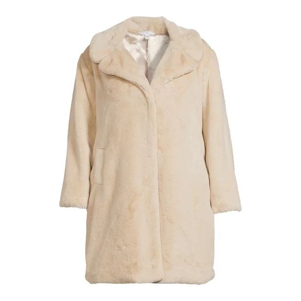 Time and Tru Women's and Plus Full Length Faux Fur Coat - Walmart.com | Walmart (US)