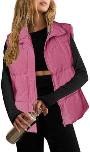Zeagoo Women Puffer Vest Lightweight Stand Collar Sleeveless Winter Warm Zip Up Padded Outerwear ... | Amazon (US)