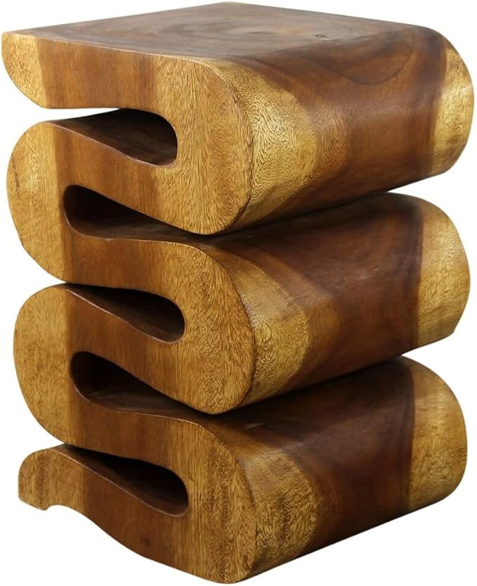 Haussmann® Wood Wave Verve Accent Snake Table 12 x14 x 20 in H Oak Oil | Amazon (US)
