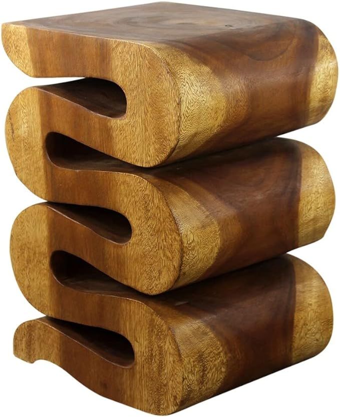 Haussmann® Wood Wave Verve Accent Snake Table 12 x14 x 20 in H Oak Oil | Amazon (US)