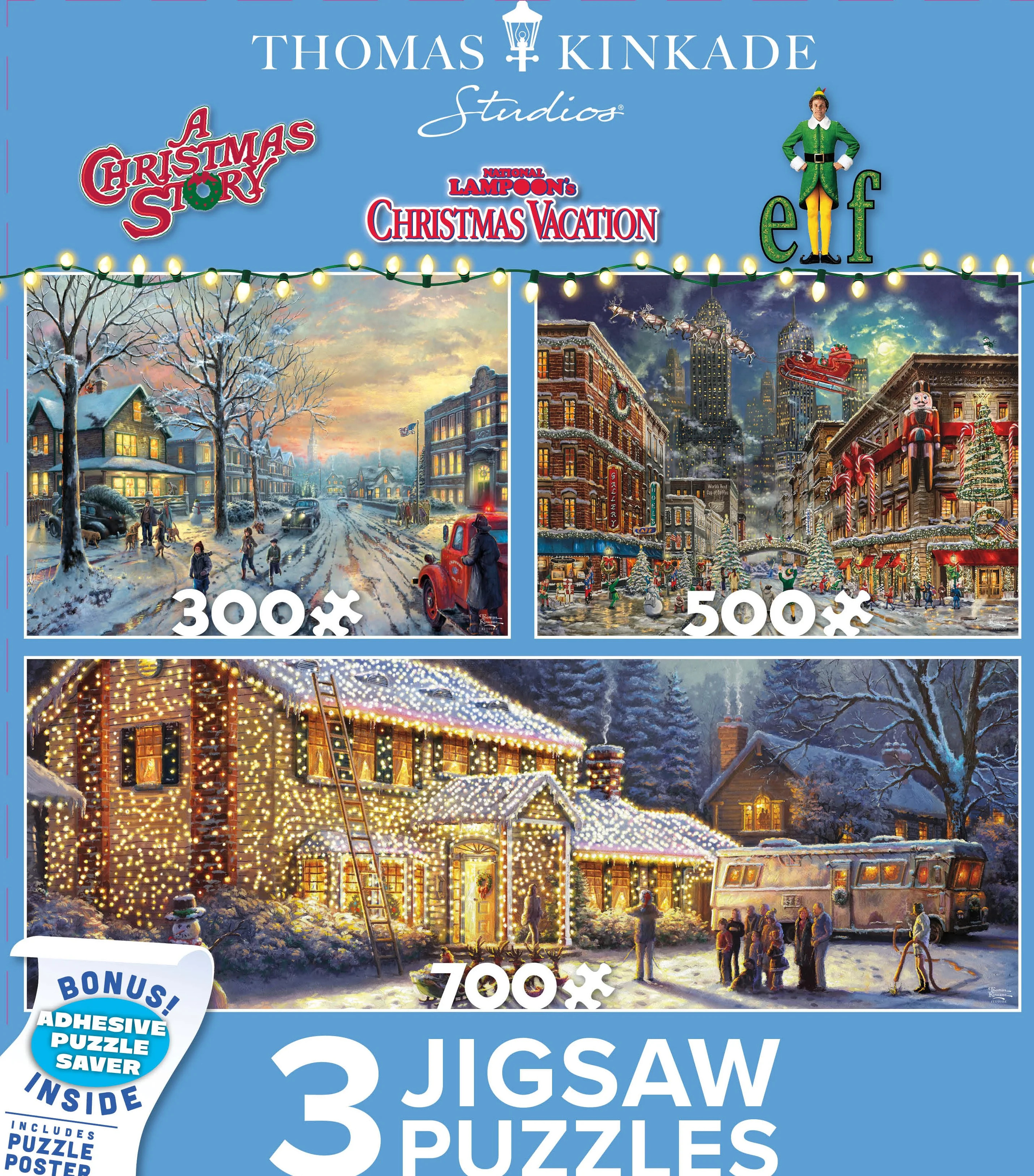 Ceaco Thomas Kinkade Holiday Movies Three Interlocking Jigsaw Puzzles - Walmart.com | Walmart (US)
