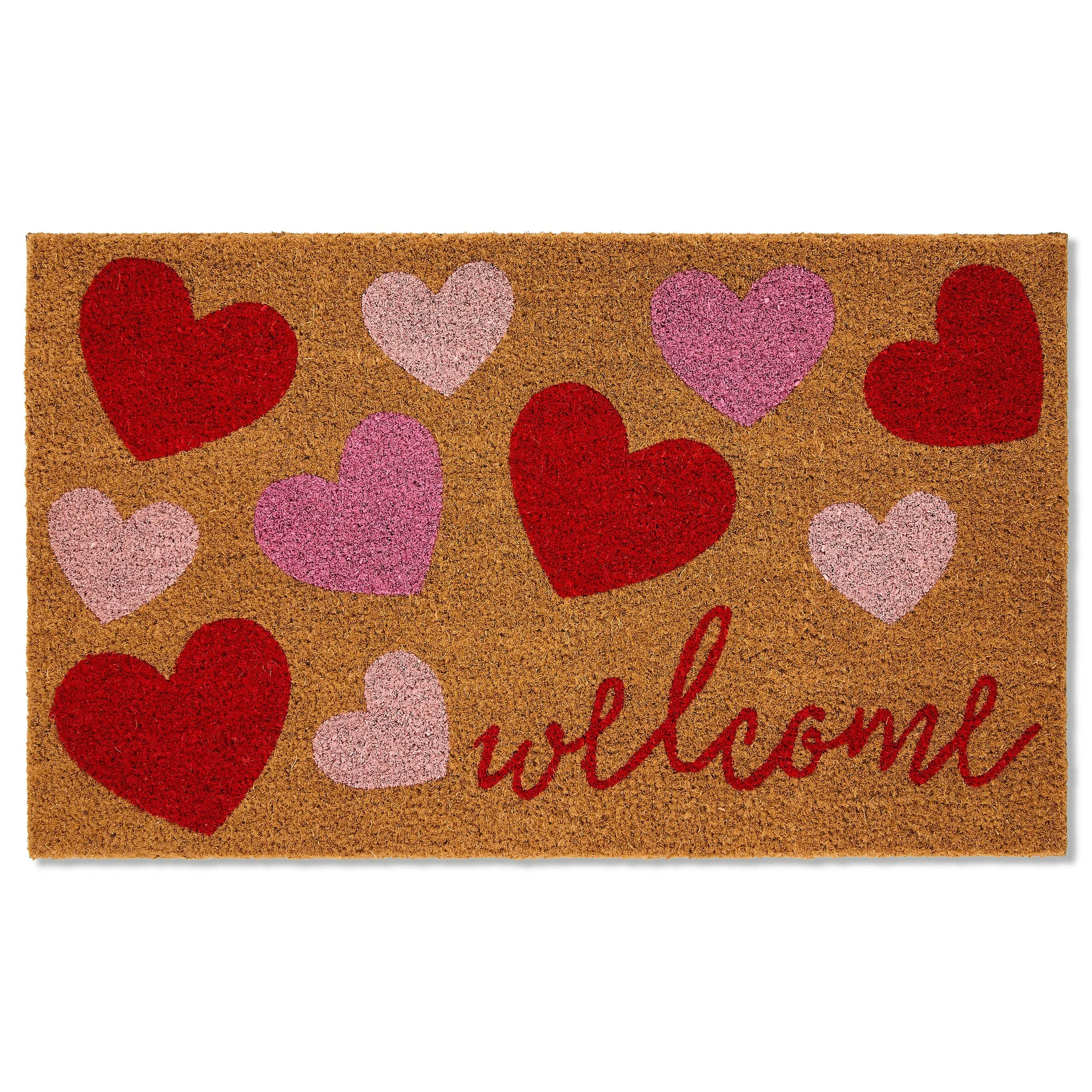 Welcome Hearts Indoor/Outdoor Coir Doormat, Red, Pink, and Brown, 18" x 30", Valentine's Day by W... | Walmart (US)