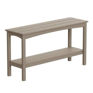 Laguna Outdoor Patio Bar Console Table with Storage Shelf Weathered Wood | The Home Depot