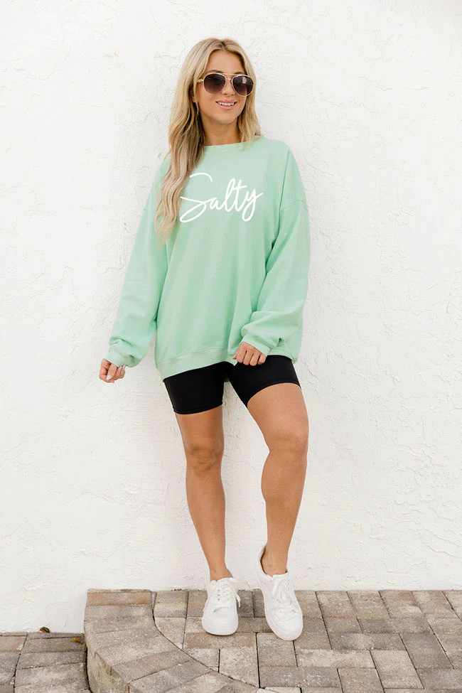 Salty Lime Oversized Graphic Sweatshirt | Pink Lily