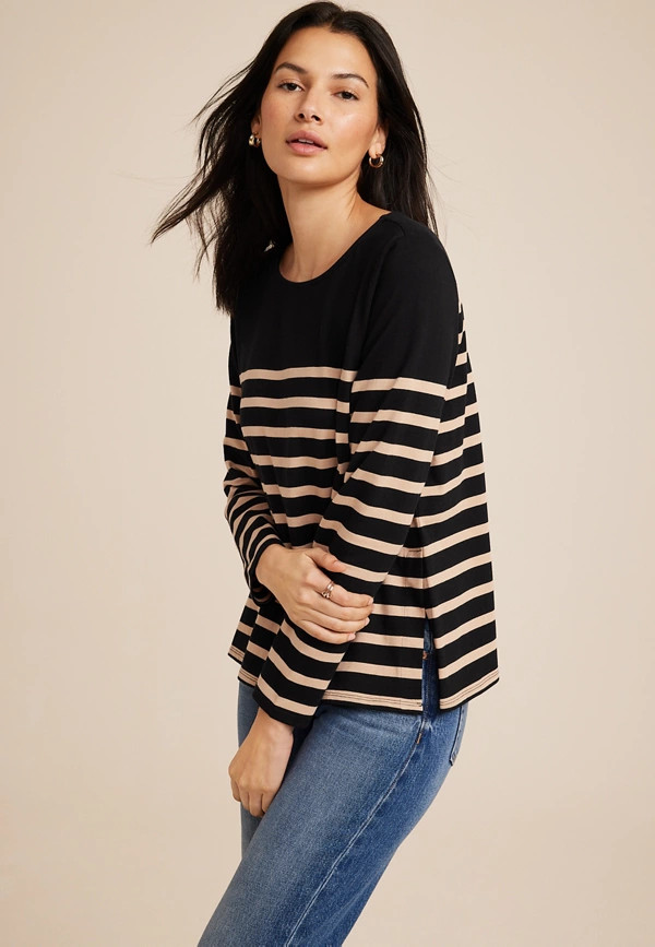 Marina Colorblock Striped Mixer Tee | Maurices