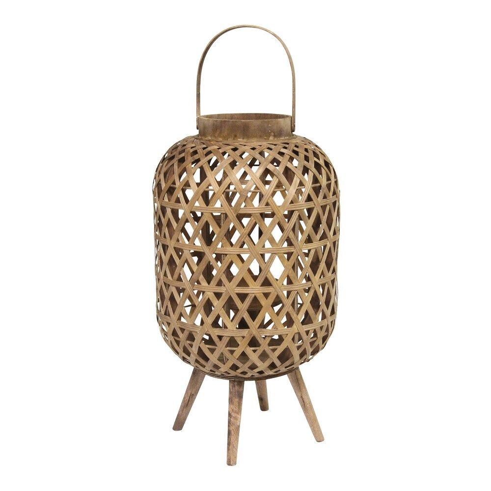 Stratton Home Decor Tulum Woven Lantern Stand - Reddish brown | Bed Bath & Beyond