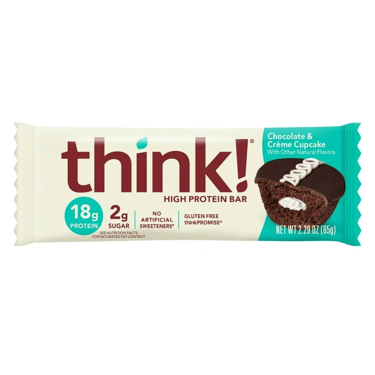think! High Protein Bar, Chocolate & Creme Cupcake, 18g Protein, Gluten Free, Low GI, 10 Count | Walmart (US)