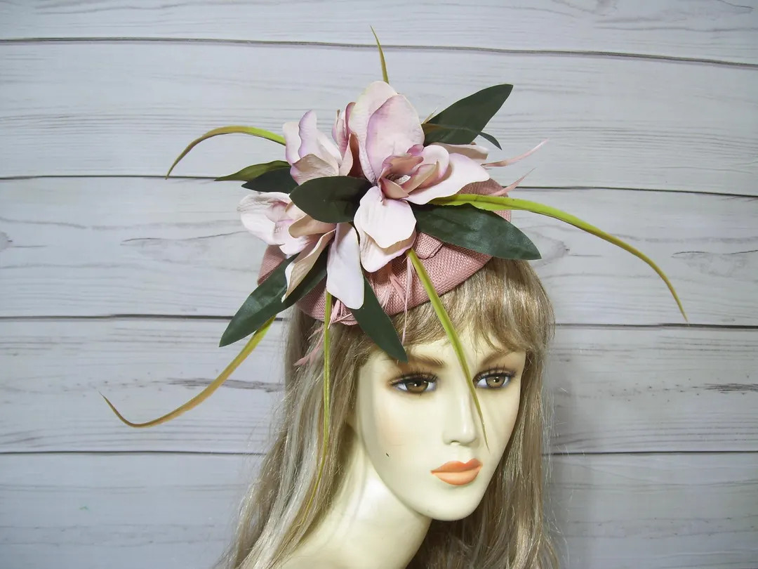 Dusty Pink Ladies Floral Fascinator, Kentucky Derby Hat, Tea Party Headpiece, Wedding Hat, Royal ... | Etsy (US)