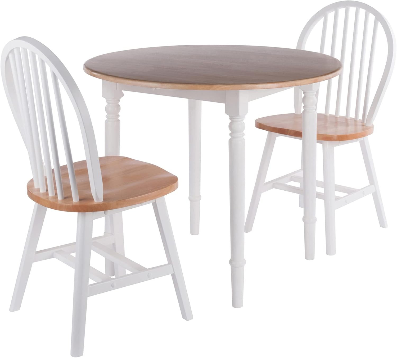 Sorella 3-Pc Drop Leaf Dining Table with Windsor Chairs - Natural and White | Amazon (US)