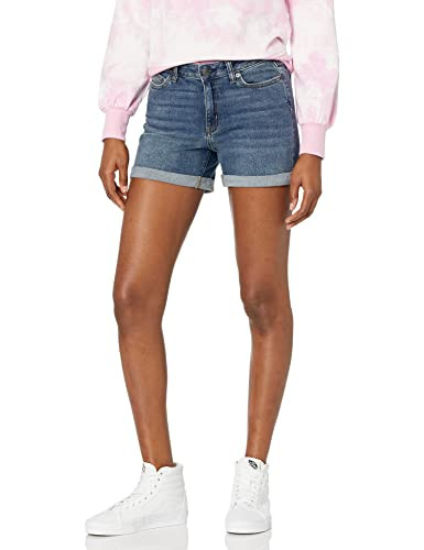 Amazon Essentials Women's Mid-Rise Slim Fit 4" Denim Shorts, Vintage Wash, 20 | Amazon (US)
