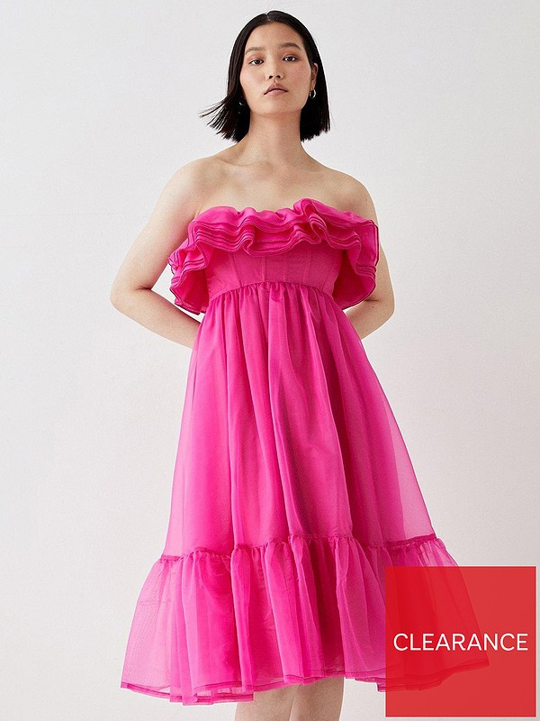 COAST Ruffle Organza Mini Dress - Pink | Very (UK)