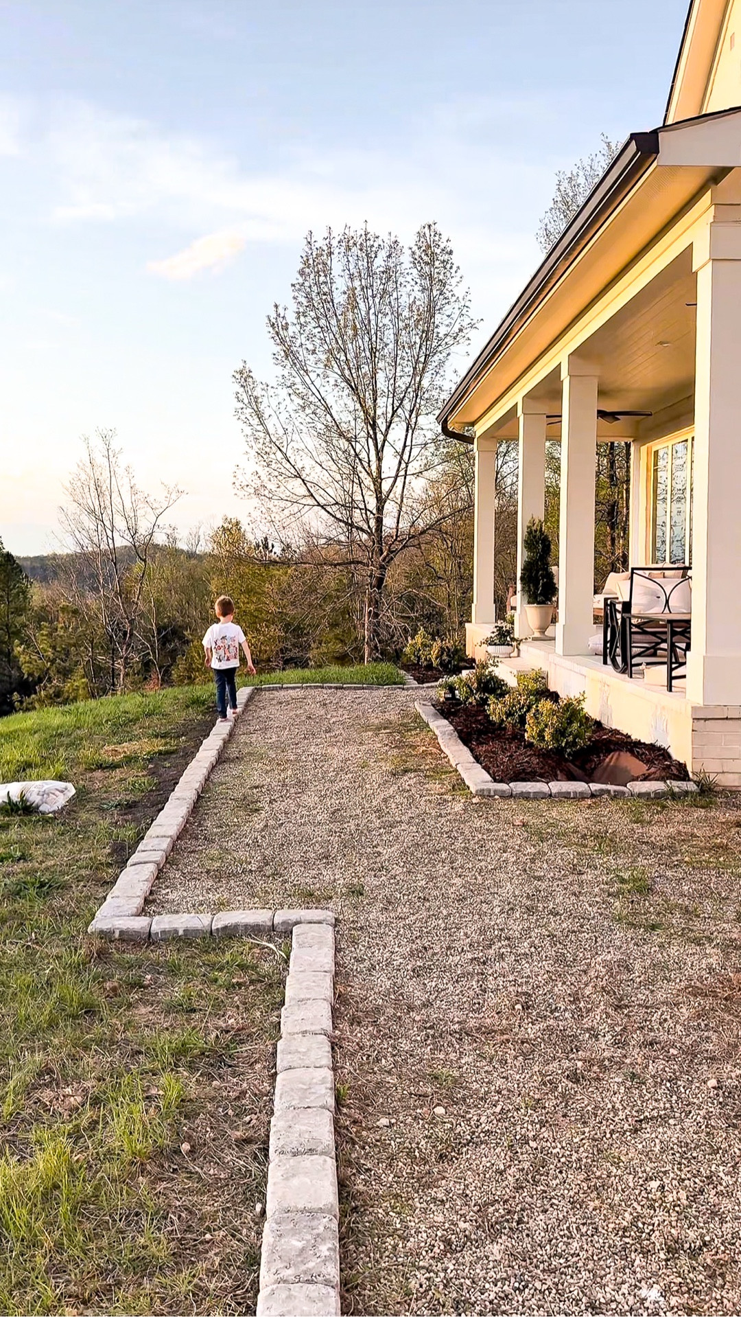 Last week, I shared how we accidentally let our front landscaping go to weeds and how this spring, we are working hard to refresh this space, with the help of our sweet little boy.
I’ve been battling the weeds for weeks and have tried a variety of non-toxic methods, including fire, hand pulling, the grampa weeder, and a baking soda method.
But there are still so many of them!
So if you have any non-toxic weeding methods or product recommendations for a crazy-overgrown pebble path, I am all ears!
But we decided to go ahead and start defining our path and front garden beds with stone pavers.
Little Roger always wants to help, and this was the perfect project for him to help us with.
While I was helping Roger with something on the other side of the path, Ro got to work laying the stone pavers, and we couldn’t believe how fast and well he did it in just a matter of minutes!
This little guy is constantly surprising us in the best of ways!
We also laid down landscaping fabric around the 6 plants we planted a couple of years ago (before we moved into our house) and dug holes for more plants we picked out at the Barn Nursery, which will be delivered later this week.
Be sure to follow along to see the transformation of our front porch and yard!



#LTKHome #LTKSeasonal #LTKmomlife