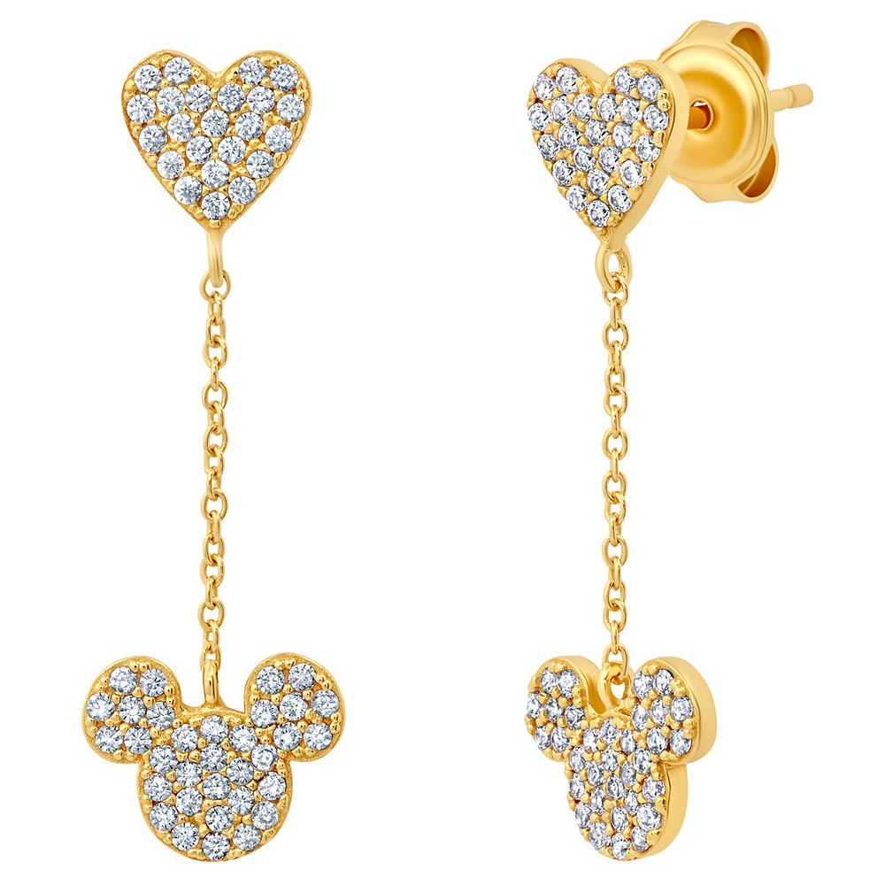 Mickey Mouse Icon and Heart Drop Earrings by CRISLU | Disney Store