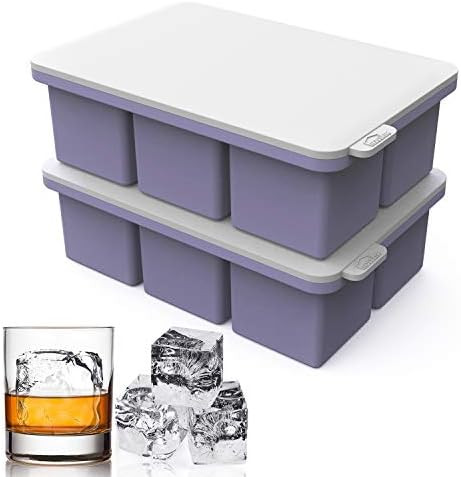 Large Square Ice Cube Tray with lid, Big Block Ice Cube 2 Inch, Giant Cocktail Silicone Ice Maker... | Amazon (US)