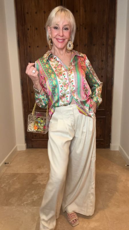 Amazon spring tops in floral prints under $40 Dress them up or down. 
Baggy off white pants have a cool girl chicness and so comfy. 
Earrings by @lovechicos

#LTKover40 #LTKstyletip #LTKfindsunder50