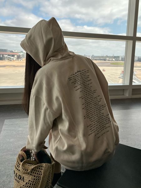 I like to travel comfy. This oversized hoodie is perfect! Love the text at the back. Comes in different colors. 

#LTKunder50 #LTKtravel