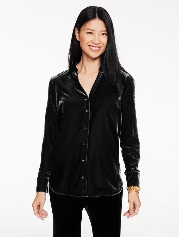 Velvet Button Front Shirt | Talbots