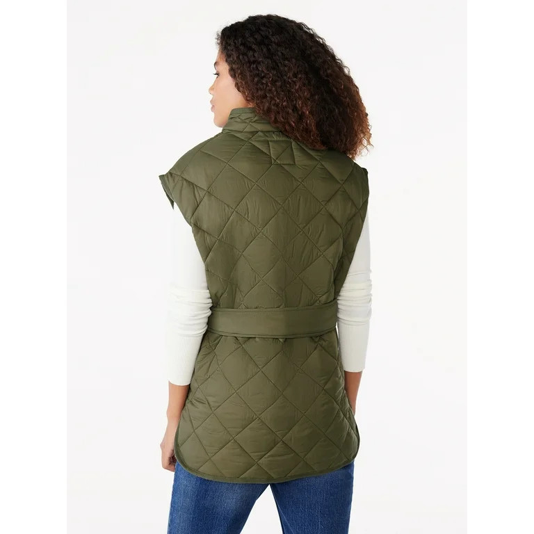 Free Assembly Women's Quilted Vest with Belt, Sizes XS-XXL | Walmart (US)