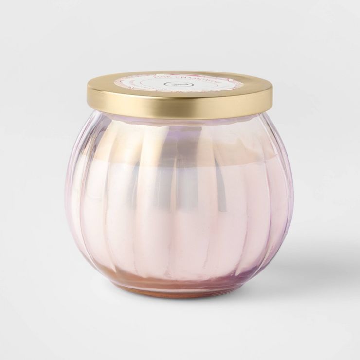 14oz Lidded Pink Depression Glass Jar Pink Champagne Candle - Opalhouse™ | Target