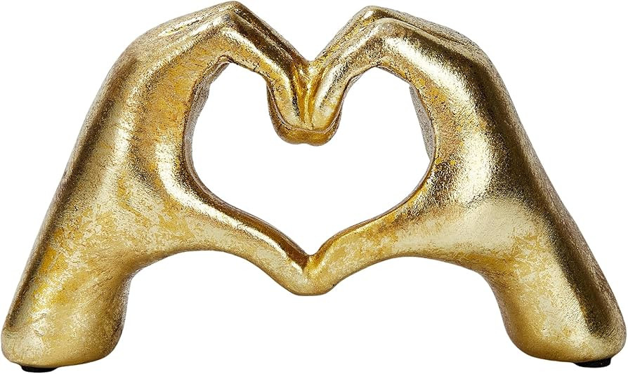 Heart Hands Sculpture,Gold Living Room Décor, Cute Gesture Heart Shaped Decoration, Modern Love ... | Amazon (US)