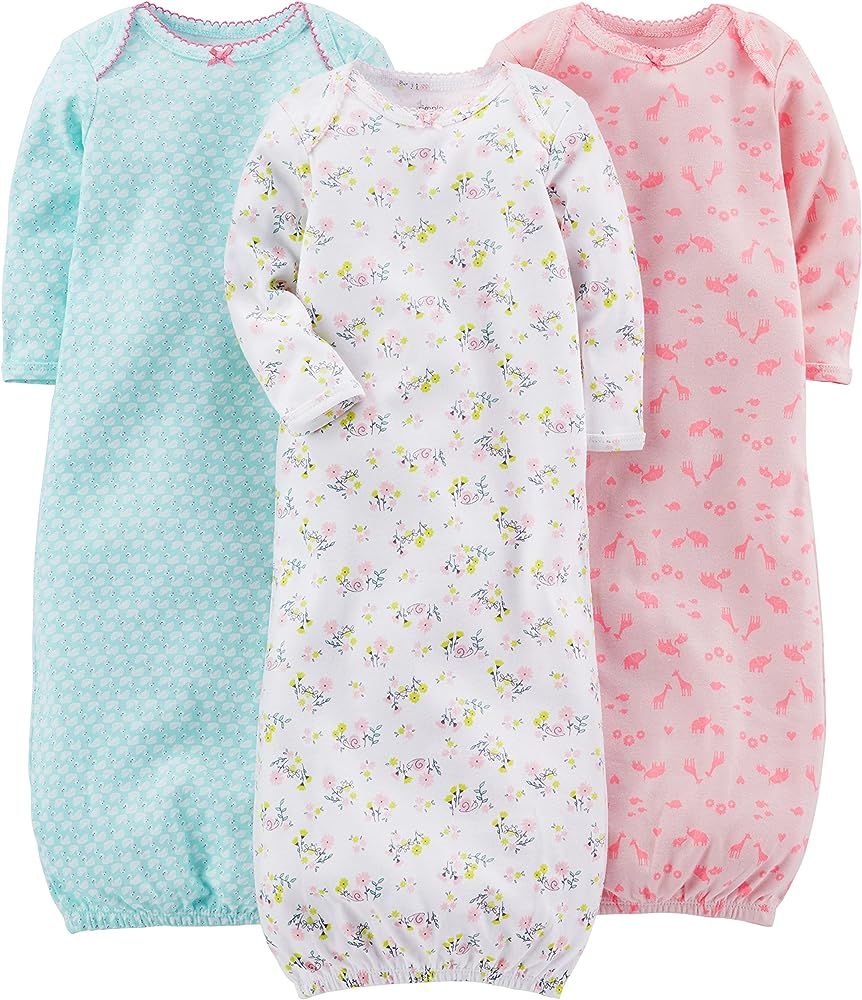 Simple Joys by Carter's Baby Girls' Cotton Sleeper Gown, Pack of 3 | Amazon (US)