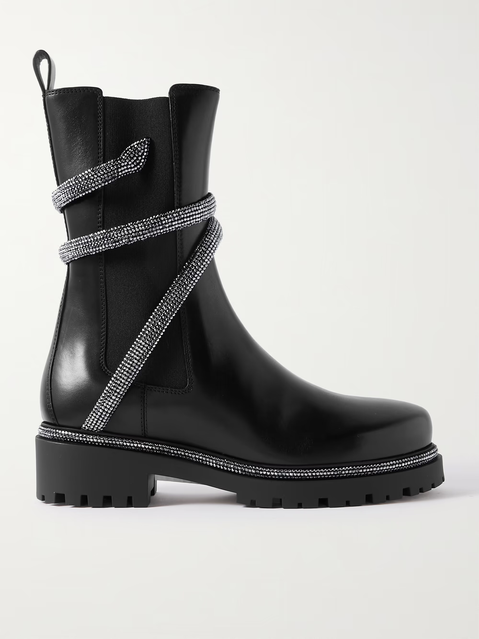 Black Cleo crystal-embellished leather Chelsea boots | RENÉ CAOVILLA | NET-A-PORTER | NET-A-PORTER (US)