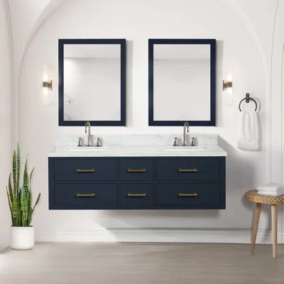60 In. W X 22 In. D Double Bath Vanity With Carrara Marble Top And Faucet Set | Wayfair North America