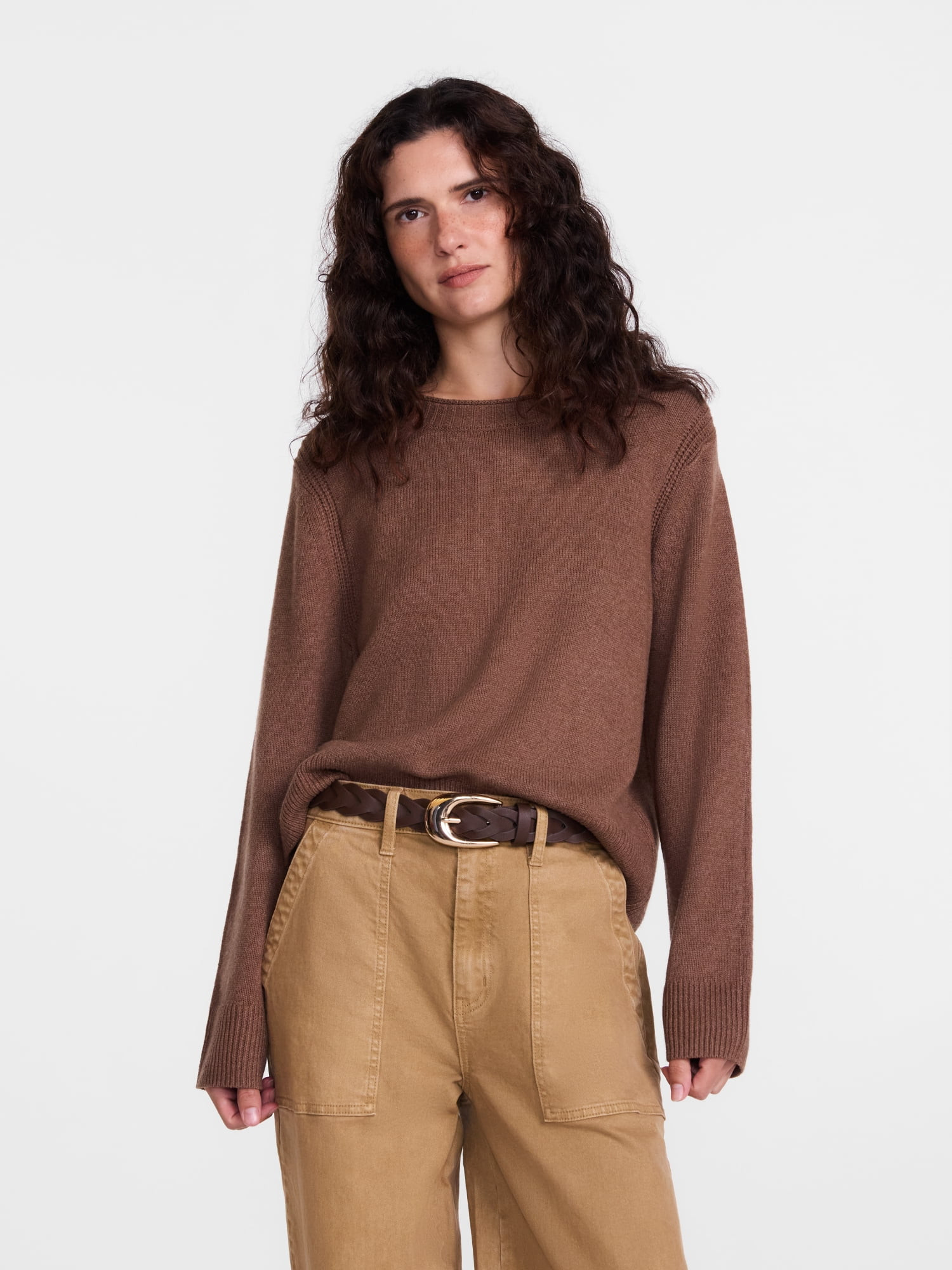 Scenario Women's and Women's Plus Cozy Crewneck Sweater with Long Sleeves, Sizes XS-4X | Walmart (US)