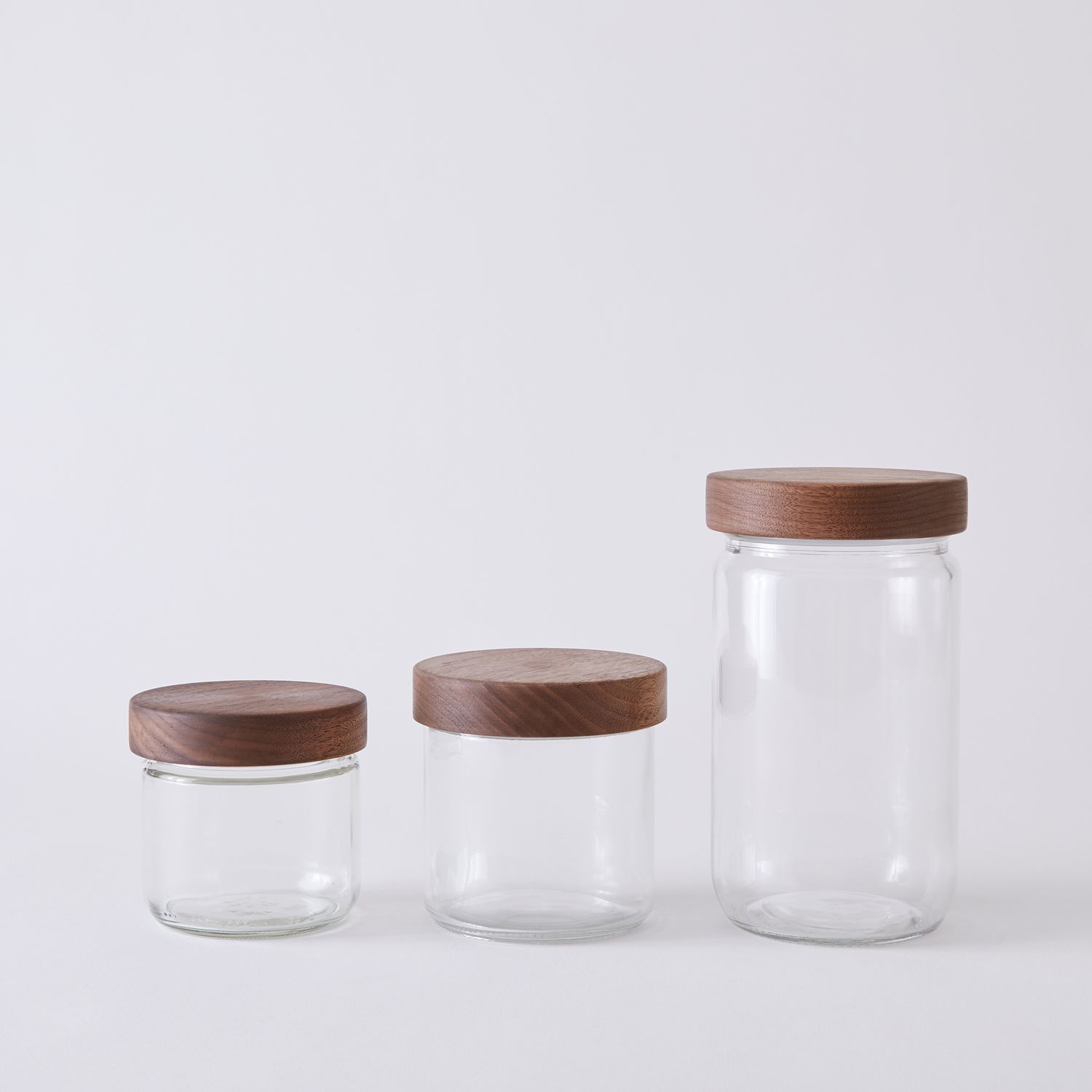 Stackable Glass Storage Jars With Hand-Turned Walnut Wooden Lids | Food52