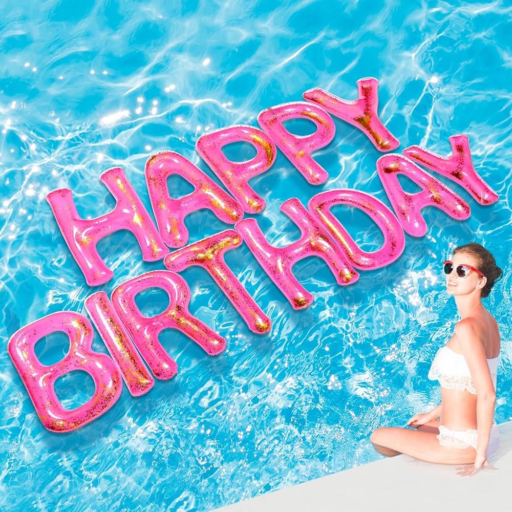 20'' Happy Birthday Pool Float Happy Birthday Letters Large Floating Letter Balloons with Adhesiv... | Amazon (US)