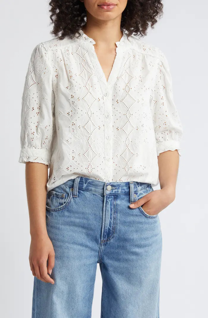 Embroidered Eyelet Button-Up Shirt | Nordstrom