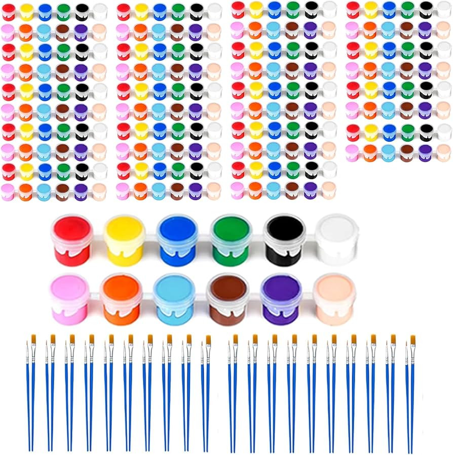 20 Pack Mini Acrylic Paint Set, 12 Colors Washable Paint Strips for Kids & Adults - Includes 40 B... | Amazon (US)