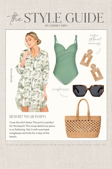 Loverly Grey resort wear finds. I love this wrap detail one pice and printed shirt dress, perfect for a day at the beach. 

#LTKstyletip #LTKswim #LTKSeasonal