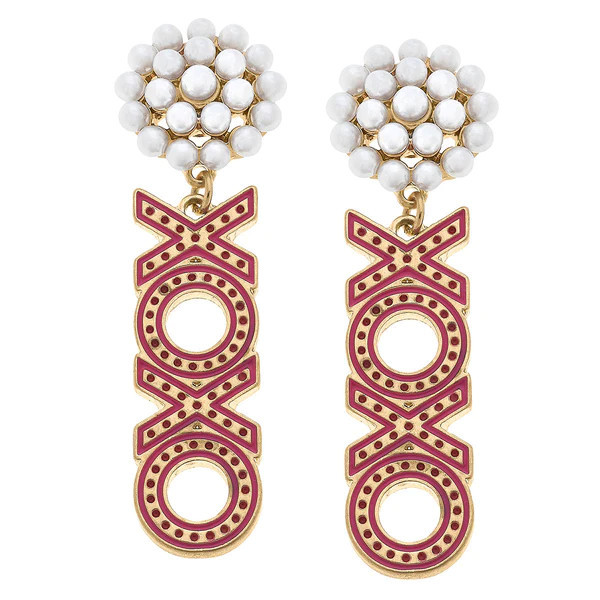 XOXO Enamel Drop Earrings in Pink | CANVAS