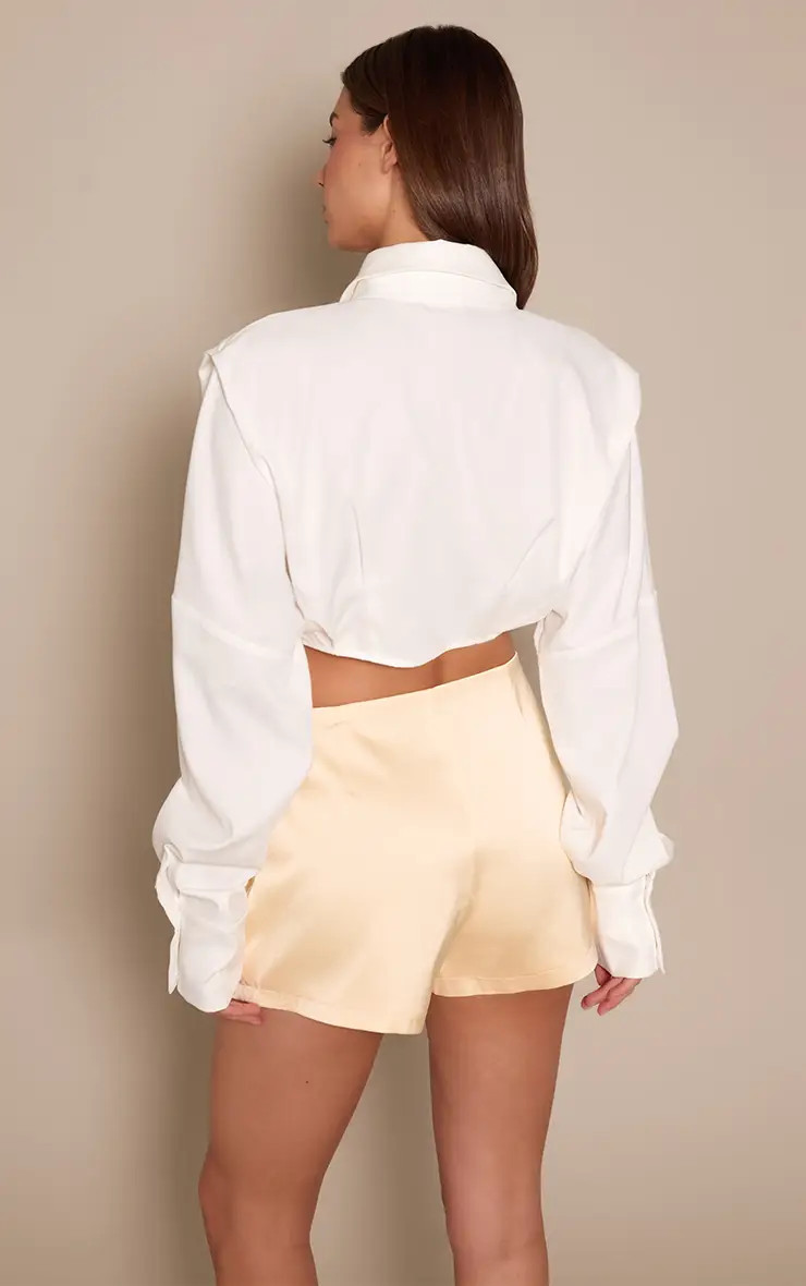 Butter Cream Bonded Satin Hot Pants | PrettyLittleThing UK