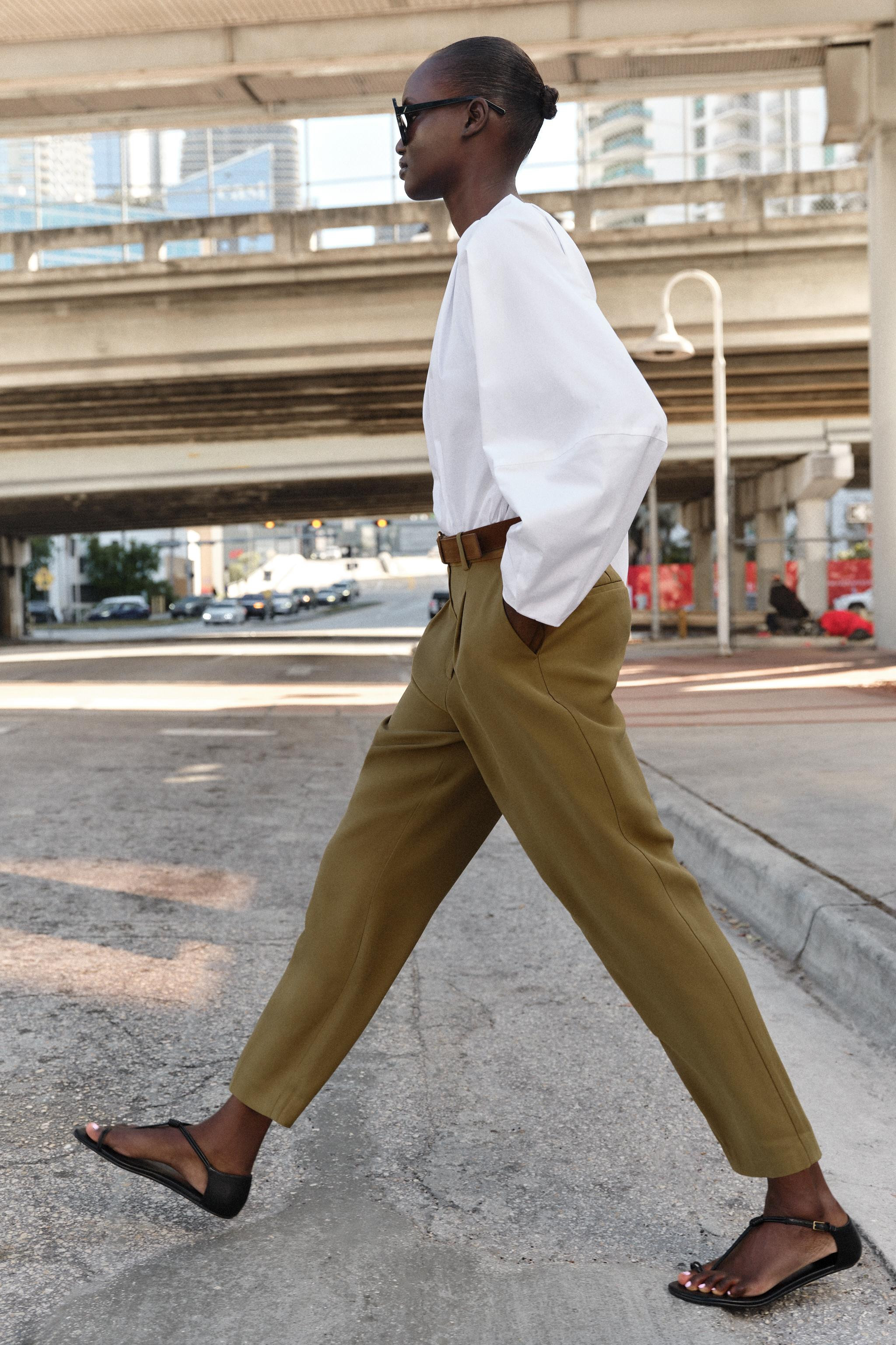 ZW COLLECTION CROPPED TROUSERS WITH DARTS | Zara UK