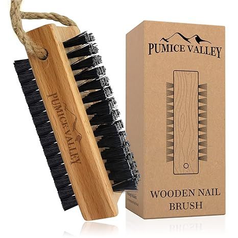 Wooden Cleaning Finger Nail Brush with Nylon Charcoal Bristles & Hanging Rope - Double-Sided Fing... | Amazon (US)