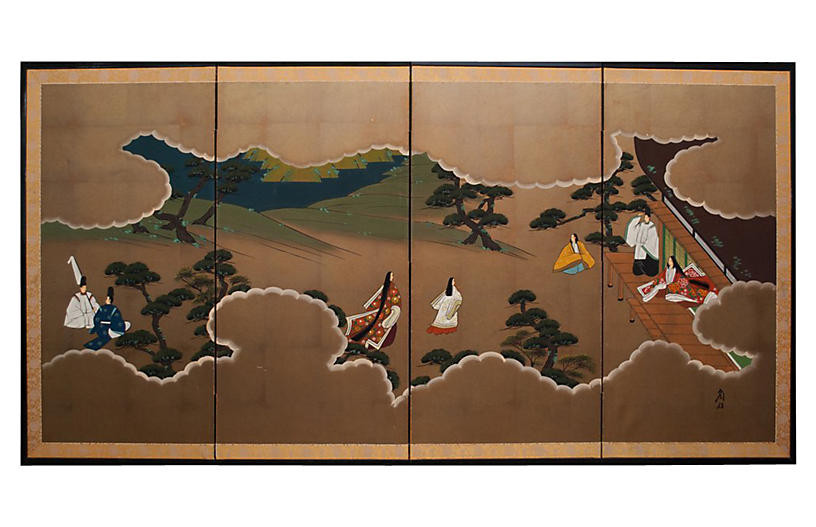 Shōwa Era Tale of Genji Screen | One Kings Lane