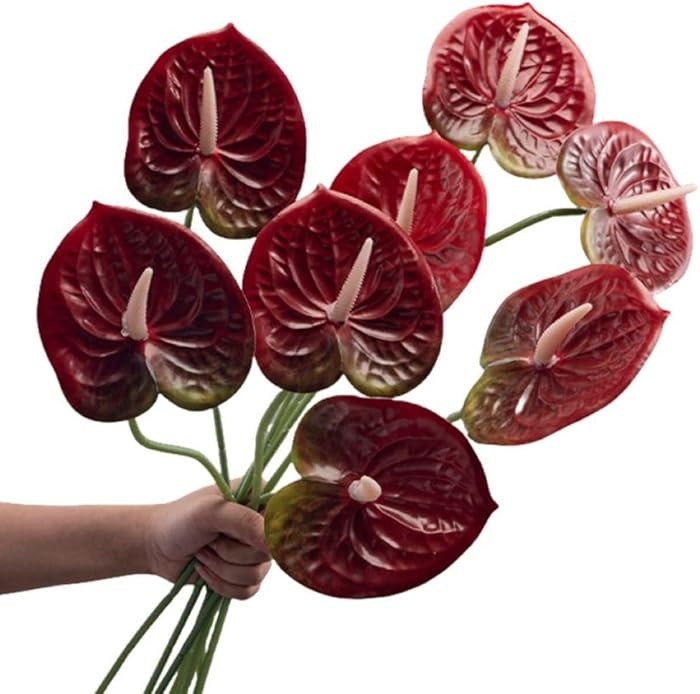 8 Pcs 23-5/8 inch Artificial Anthurium Flowers Real Touch Fake Flower | Amazon (US)