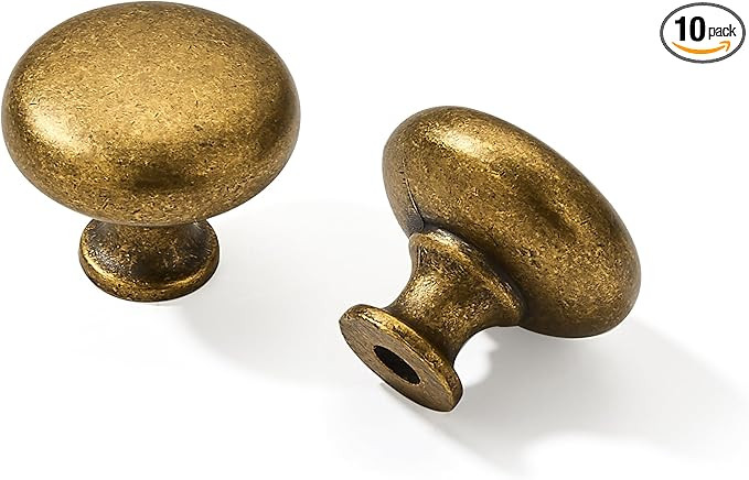 khtumeware 1-1/4" (32 mm) 10 Pack Drawer Pulls Antique Brass Cabinet Knobs Kitchen Hardware Cabin... | Amazon (US)