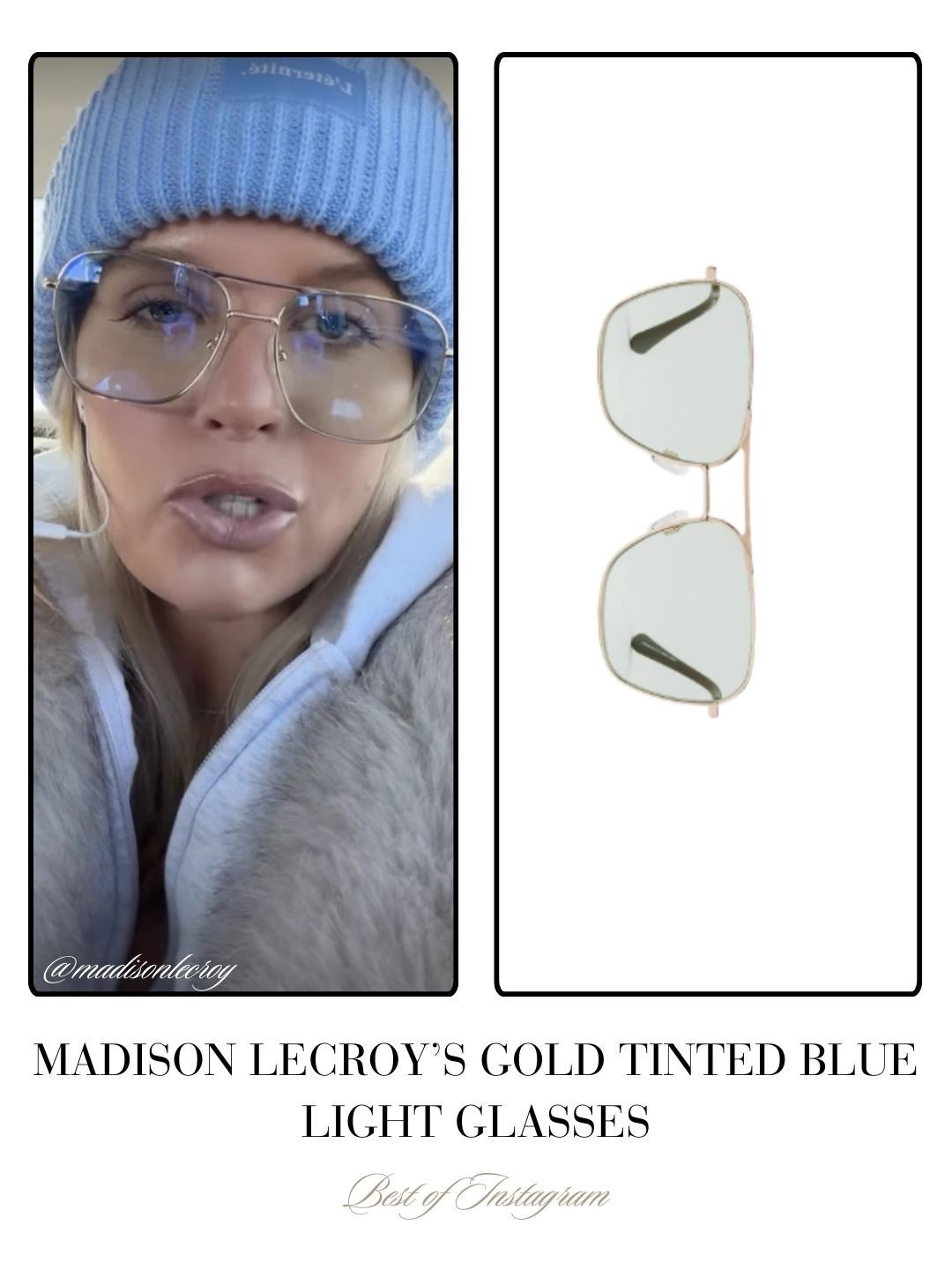Madison LeCroy’s Gold Tinted Blue Light Glasses 📸 = @madisonlecroy