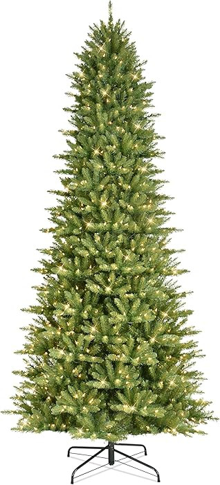 Puleo International 12ft Pre-Lit Slim Fraser Fir Christmas Tree with 1200 Clear Lights, 3903 Real... | Amazon (US)