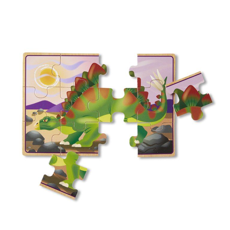 Melissa & Doug Dinosaurs 4-in-1 Wooden Jigsaw Puzzles in a Storage Box (48 pcs) | Walmart (US)
