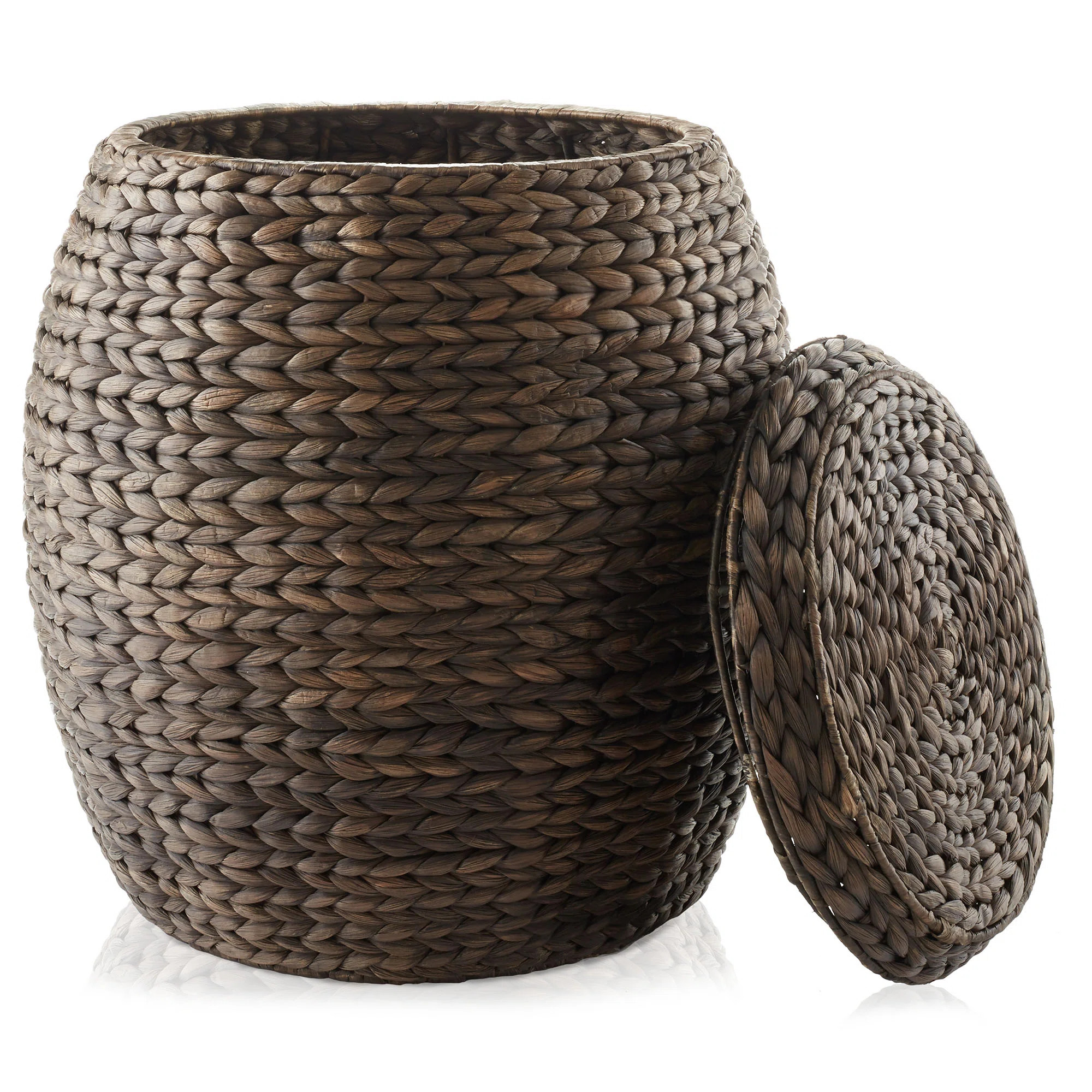 Round Water Hyacinth Storage Basket/Hamper with Lid | Wayfair North America