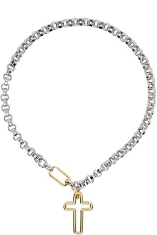 SSENSE Exclusive Gold & Silver Cross Pendant Necklace | SSENSE